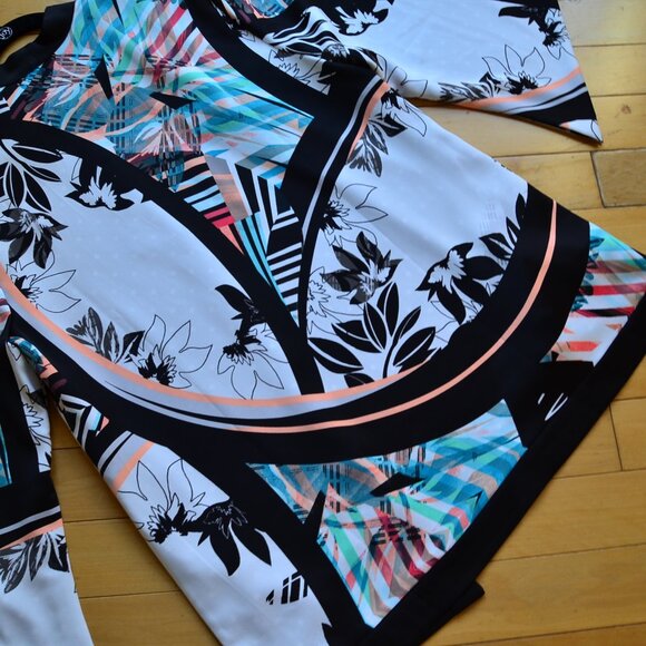 Chicos Chico's Reversible Black Multi Kimono Cardigan Jacket Size 3 XL NWT - Picture 13 of 14